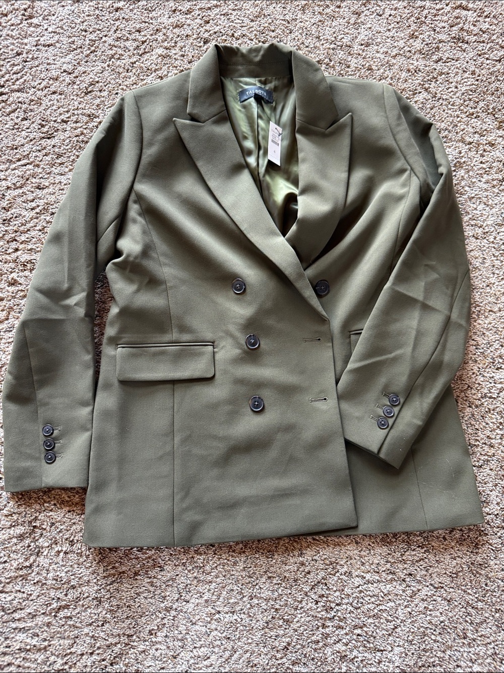 Talbots Olive Green Double-Breasted Blazer